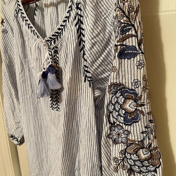 JJILL STRIPED BLUE AND WHITE EMBROIDERED DRESS​ - Picture 4 of 6